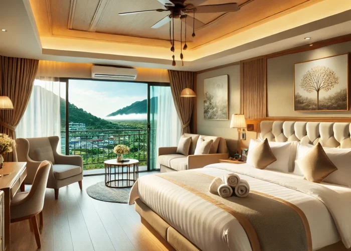 DALL·E 2025-02-21 16.32.04 – A superior hotel room with a spacious queen-size bed, a comfortable seating area, a flat-screen TV, air conditioning, a private bathroom with fresh to DALL·E 2025-02-21 16.32.04 - A superior hotel room with a spacious queen-size bed, a comfortable seating area, a flat-screen TV, air conditioning, a private bathroom with fresh to